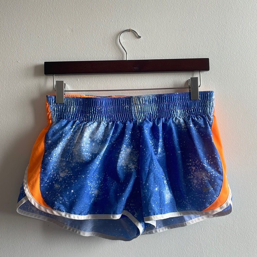 Nike Athletic Shorts Large Blue and Orange Splatter .